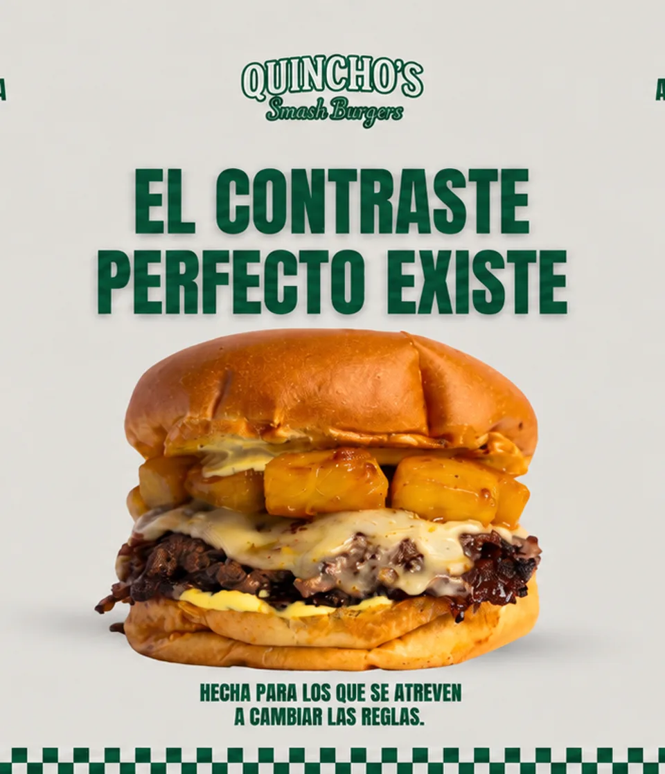 Quincho's Smash Burger con queso y pina - El contraste perfecto existe